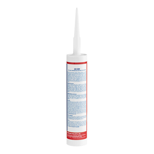 An American Sealants white tube of red high-temperature RTV silicone sealant with a blue cap.
