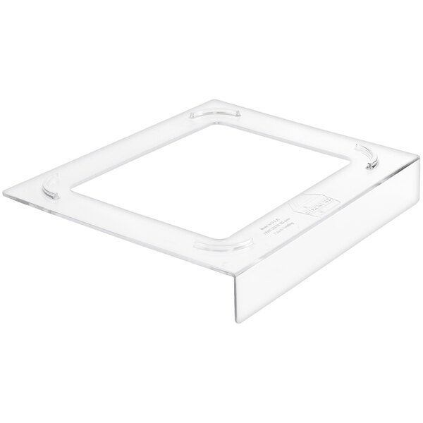 Clear square Pan Stackers with a hole in the middle.
