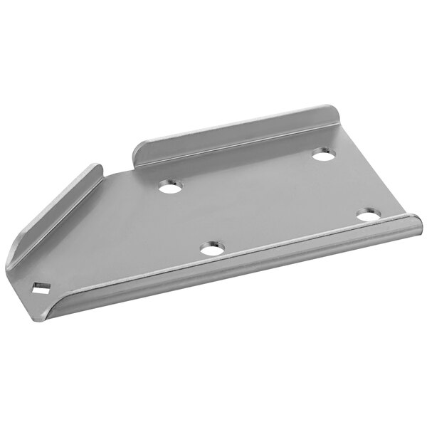 An Avantco Z Series bottom left hinge bracket with holes.