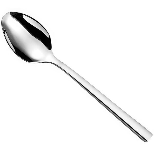 An Amefa Caractere stainless steel teaspoon with a long silver handle.