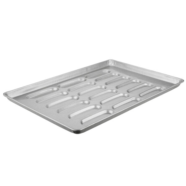 A Chicago Metallic hot dog bun pan with 18 molds.