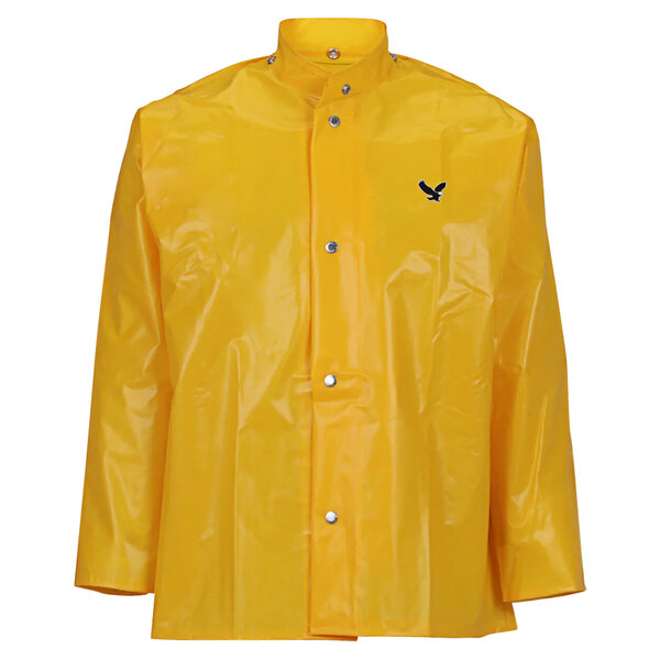 A yellow Tingley Iron Eagle Gold jacket with a black eagle logo.