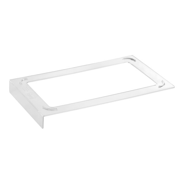 A clear plastic tray with a white border and handles.