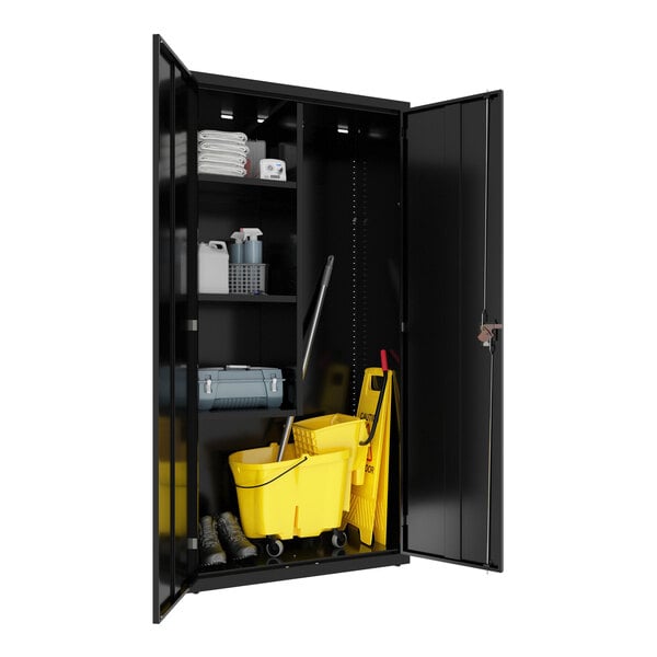 Hirsh 18" x 36" x 72" Black Janitorial Cabinet