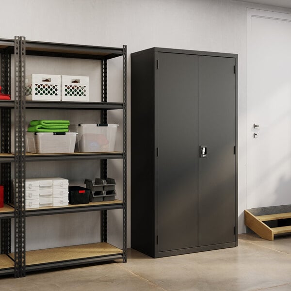 Hirsh 18" x 36" x 72" Black Janitorial Cabinet