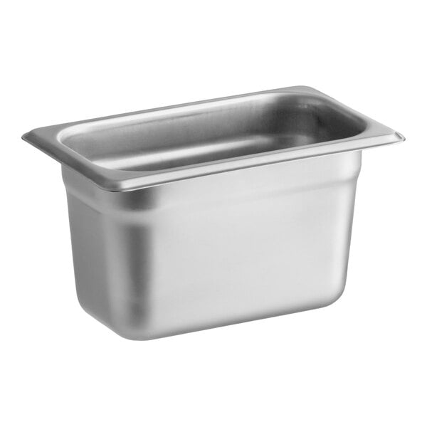 Choice 1/9 Size 4" Deep Anti-Jam Stainless Steel Steam Table / Hotel Pan - 24 Gauge