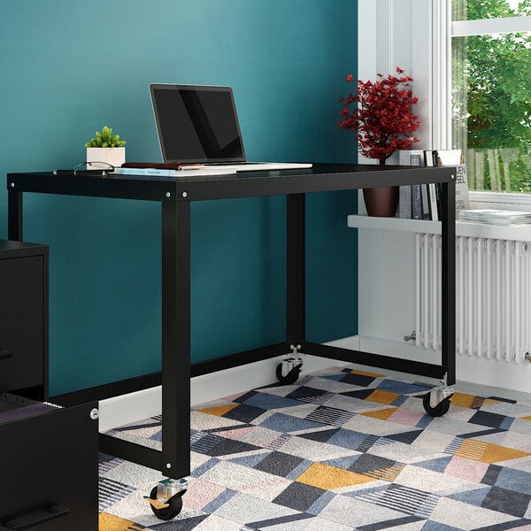 Hirsh 47 1/2" Black Mobile Metal Desk