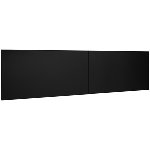 A black rectangular door kit for a desk with a white background.