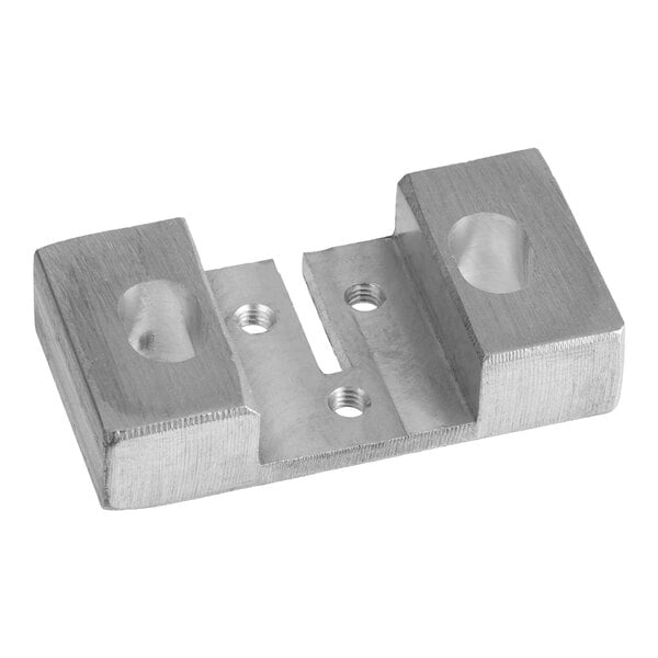 A metal guide block component for the Avantco EMBS94SS slicer.