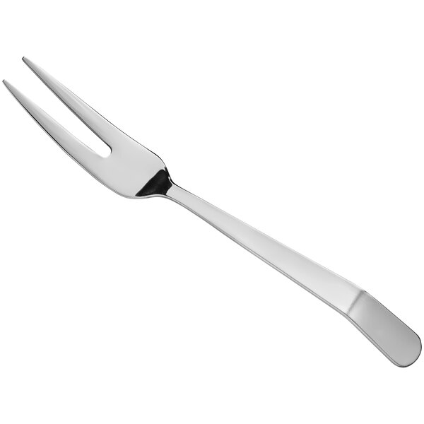 An APS Germany by World Tableware stainless steel meat fork with a silver handle.