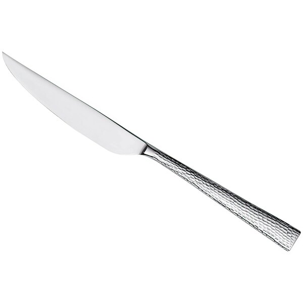 A Reserve by Libbey stainless steel steak knife with a textured silver handle.