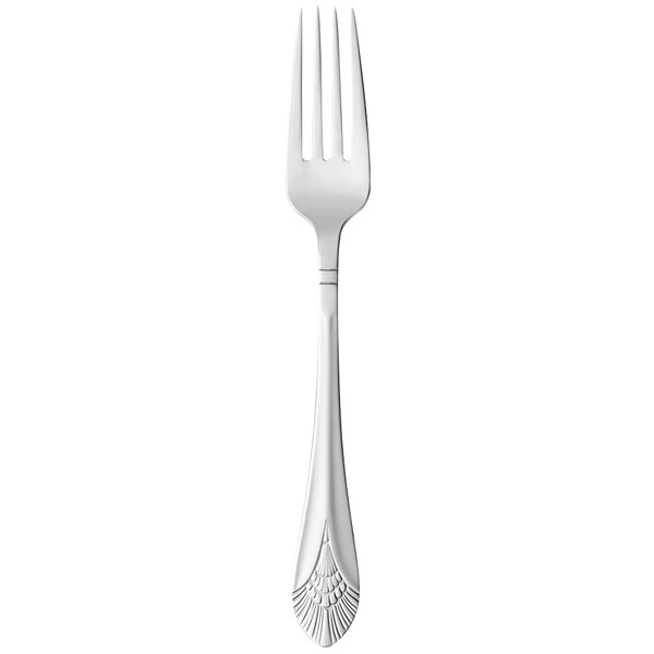 A Libbey stainless steel dinner fork with a silver handle.