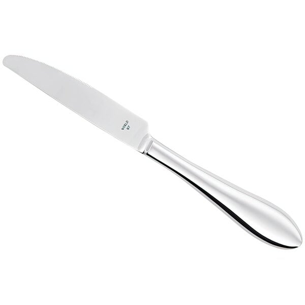 A Libbey stainless steel dinner knife with a silver handle.