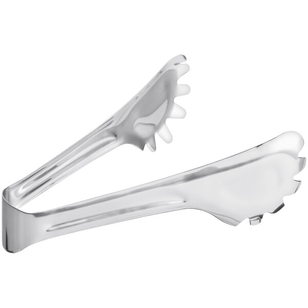 A pair of Libbey stainless steel serving tongs with silver handles.