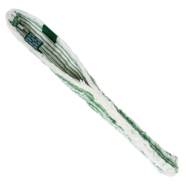 A green and white striped Unger Monsoon Plus StripWasher sleeve with a label.