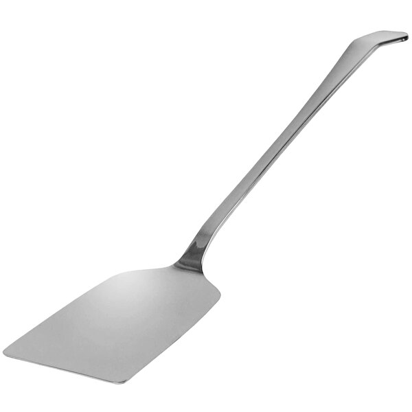 An APS Germany by World Tableware stainless steel turner with a long handle.