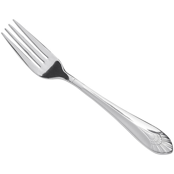 A Libbey stainless steel utility/dessert fork with a silver handle.