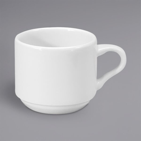 A white Oneida Classic porcelain coffee cup with a handle.