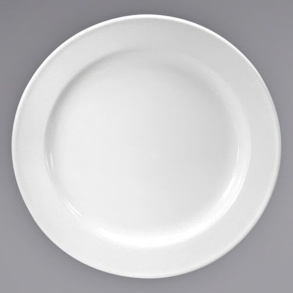 A white Oneida Neo Classic porcelain plate.