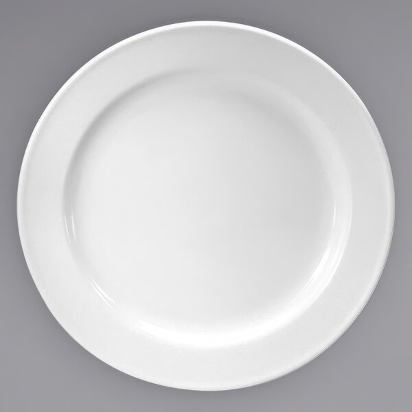 A white Oneida Neo Classic porcelain plate with a white rim.