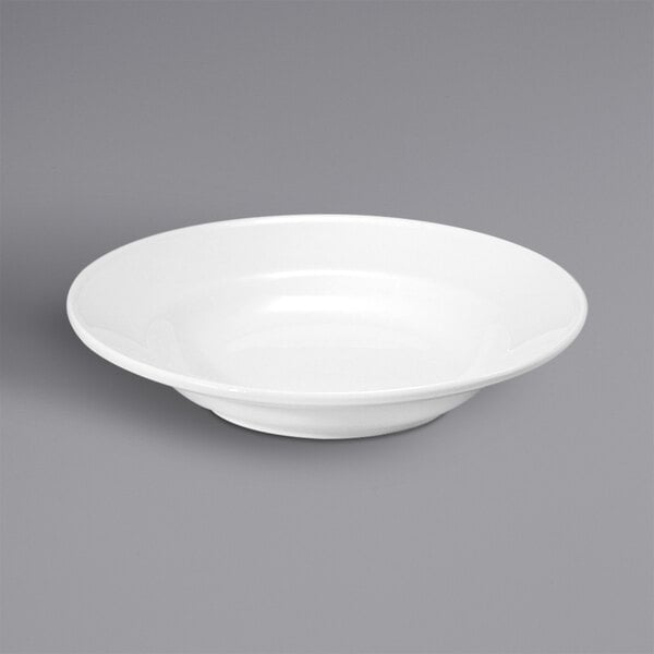 A case of 24 cream white porcelain Oneida soup bowls.