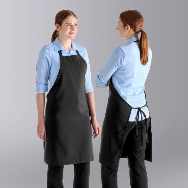 Choice Black Polyester Basic Bib Apron