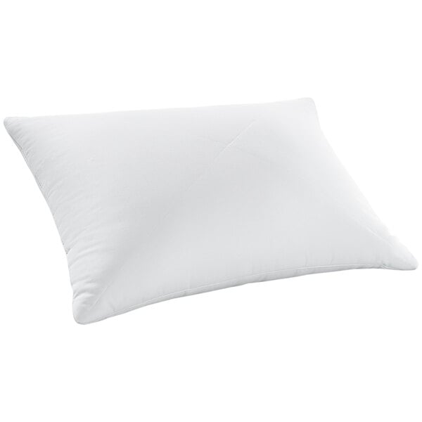 A Restful Nights white queen size synthetic hotel pillow.