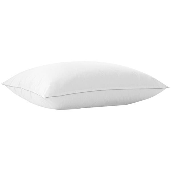 A white Restful Nights king size pillow with a white border.