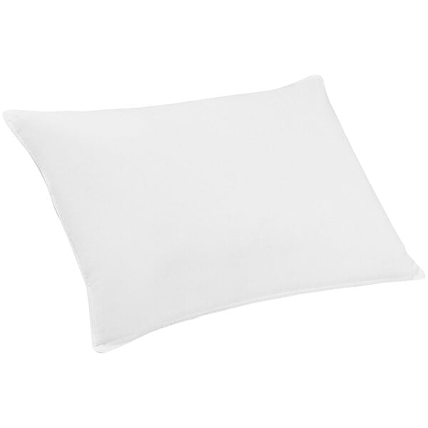 A white Restful Nights standard size pillow with antimicrobial cover.