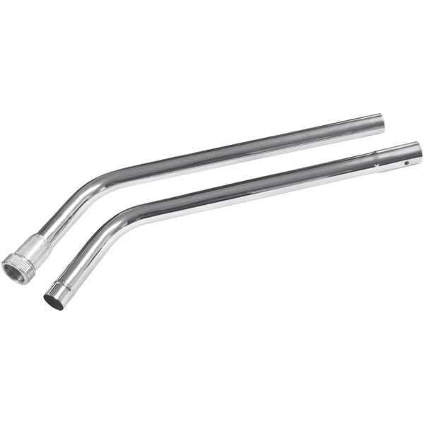 Two chrome steel Delfin double bend wands with a handle.