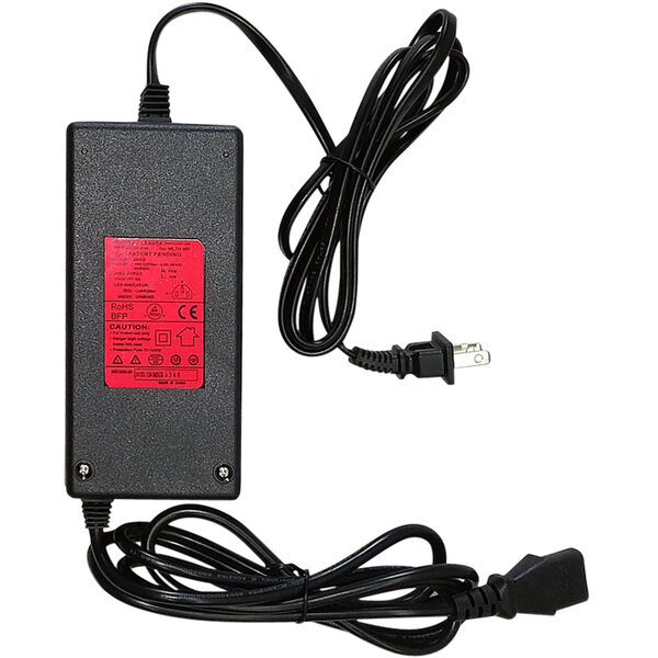 A black Delfin Industrial Battery Charger with a red label.
