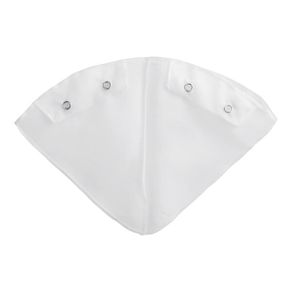 A white triangle-shaped cloth with three snaps.