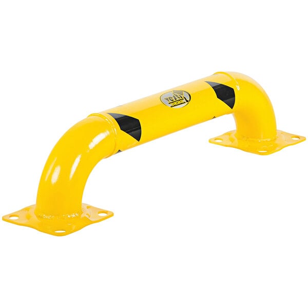 A yellow pipe with black markings.