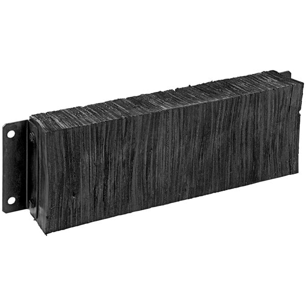 A black rectangular Vestil Laminated Rubber Dock Bumper.