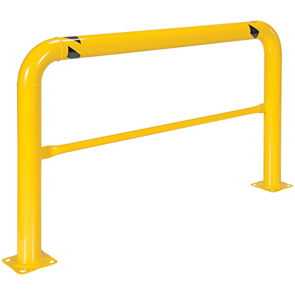 A yellow metal high profile machinery and rack guard.