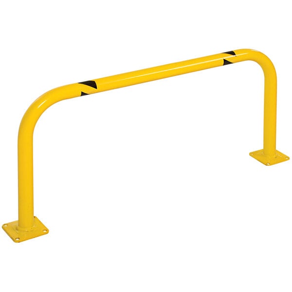 A yellow Vestil low profile steel bar with black stripes.
