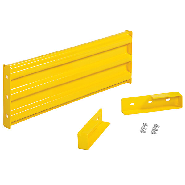 A yellow metal bar with 3 ribs and screw holes.