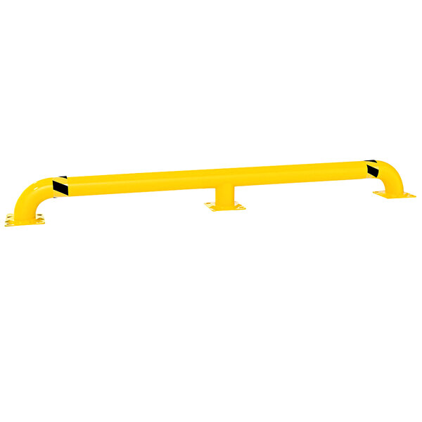 A yellow metal bar with black stripes.