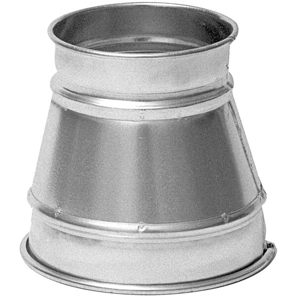 A silver metal container with a round bottom and top.