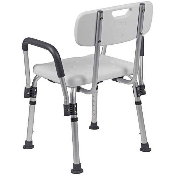 A white Flash Furniture bath and shower chair with arms.