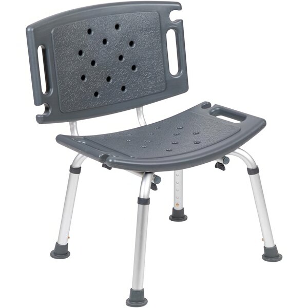 Flash Furniture Hercules Series DC-HY3501L-GRY-GG Adjustable Gray Bath and Shower Chair with Extra Large Back