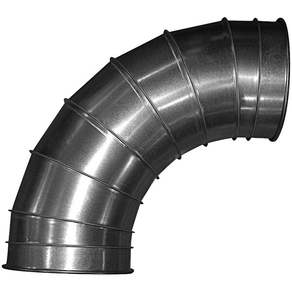 A Nordfab galvanized steel duct elbow with a curved end.