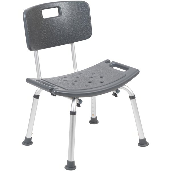 Flash Furniture Hercules Series DC-HY3500L-GRY-GG Adjustable Gray Bath and Shower Chair with Back