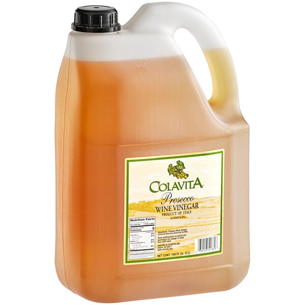 A 5 liter jug of Colavita Prosecco wine vinegar.