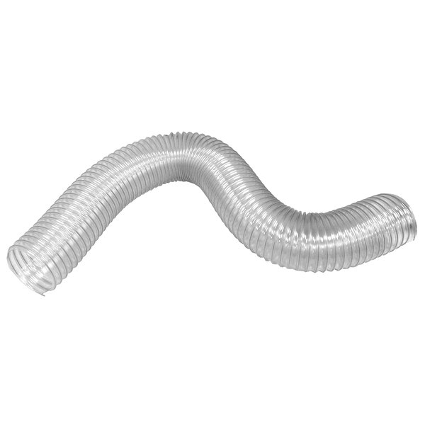 A clear plastic tube with a curved end.