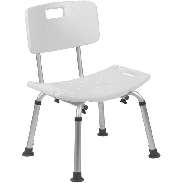 Flash Furniture Hercules Series DC-HY3500L-WH-GG Adjustable White Bath and Shower Chair with Back