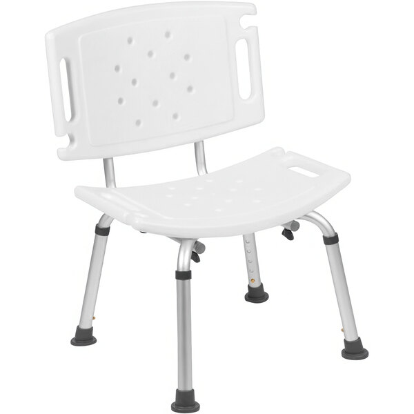 Flash Furniture Hercules Series DC-HY3501L-WH-GG Adjustable White Bath and Shower Chair with Extra Large Back