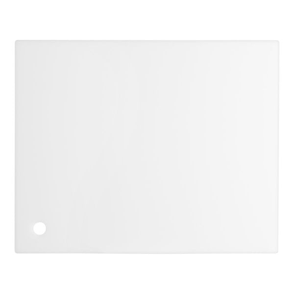 A white rectangular poly ice bin cover with a hole in the middle.