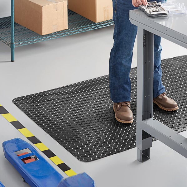 Lavex Diamond Star 3' x 10' Black Anti-Fatigue Mat - 15/16" Thick