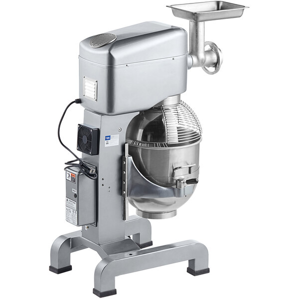 An Avantco commercial floor mixer with a stainless steel bowl on a stand.